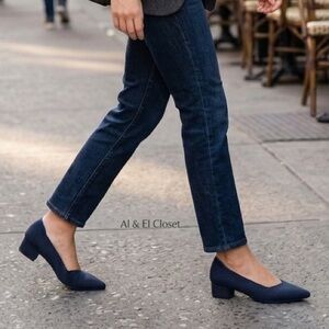 Rothy’s The High Point Navy Herringbone Knit Women’s Heels Size 12 New In Box